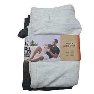 Eddie‎ Bauer Lounge Shorts 2-Pack Mens 2XL Grey White Comfort Waistband Stretch